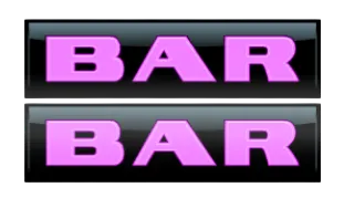 Double BAR mid-value symbol paying 25x for three of a kind