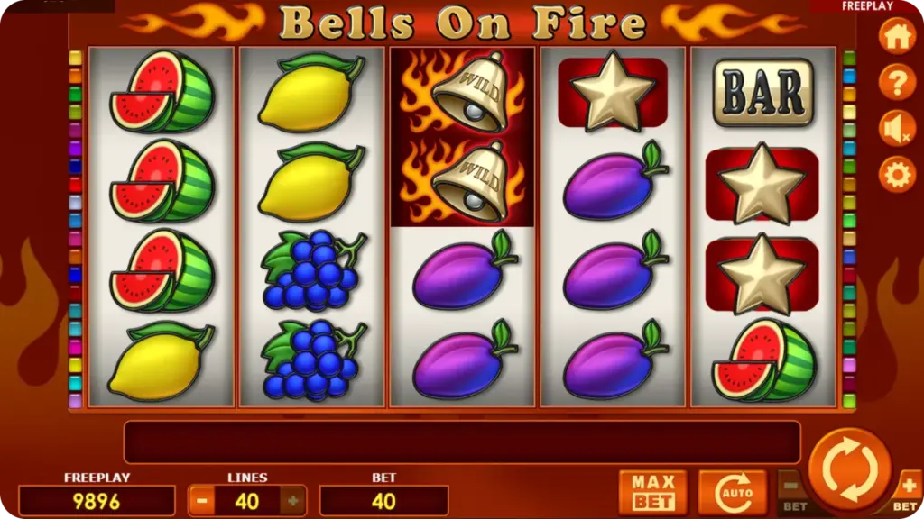 Free spins round triggered by scatter symbols in Bells on Fire slot game