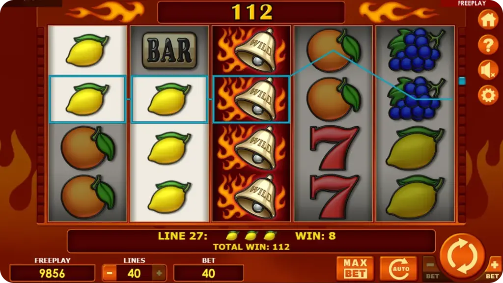 Gamble feature with red or black choice in Bells on Fire slot by Amatic