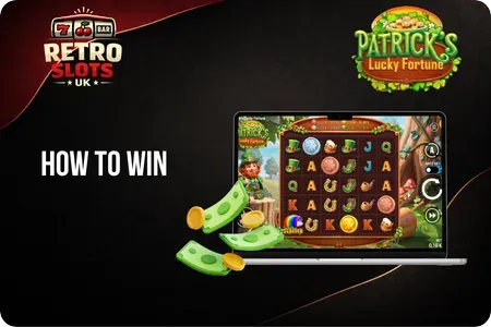 Patrick's Lucky Fortune slot gameplay showing multipliers and free spins win example