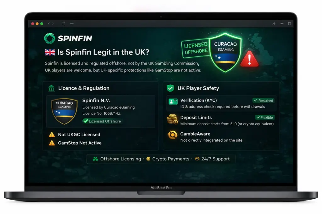 Spinfin UK licence check and player safety overview