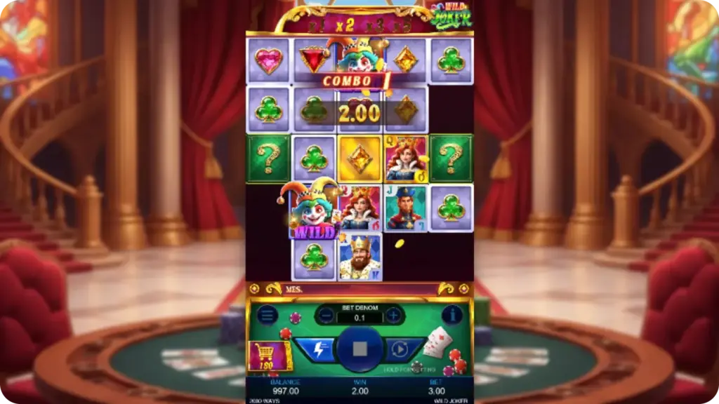 Wild Joker slot interface with joker symbols and card based layout