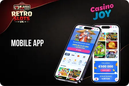 Casino Joy mobile interface showing slot gameplay and navigation on smartphone for UK players