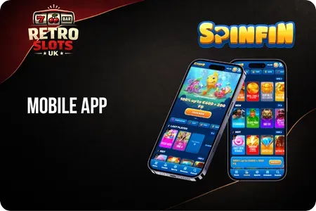 Spinfin mobile interface showing slot lobby, responsive layout and fast loading gameplay on iOS and Android browser