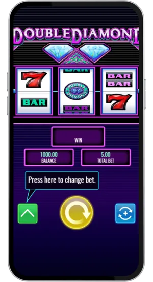 Casino lobby with the classic slots filter active and Double Diamond game tile highlighted in the search results