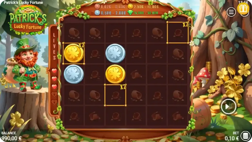 Wild symbols with multipliers in Patrick's Lucky Fortune slot during bonus round