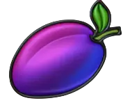 Plum symbol paying 100 for five, 40 for four, 8 for three