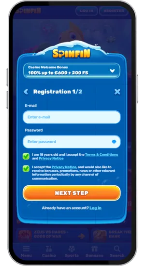 Registration form with name, email and password fields being filled in with a confirmation message appearing after submission
