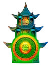 Scatter symbol triggers bonus round via tower system and activates special features