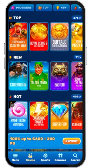 Retro slot machine category open in the casino lobby with classic fruit game tiles displayed and one selected showing its rules panel