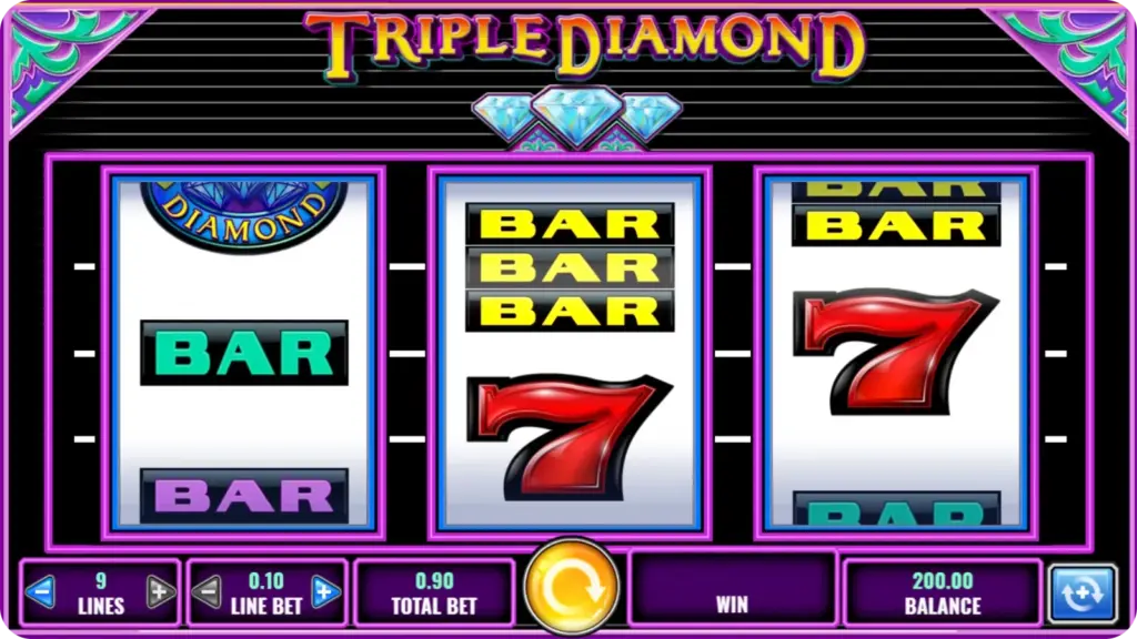 Triple Double Diamond slot reels with enhanced multiplier symbols