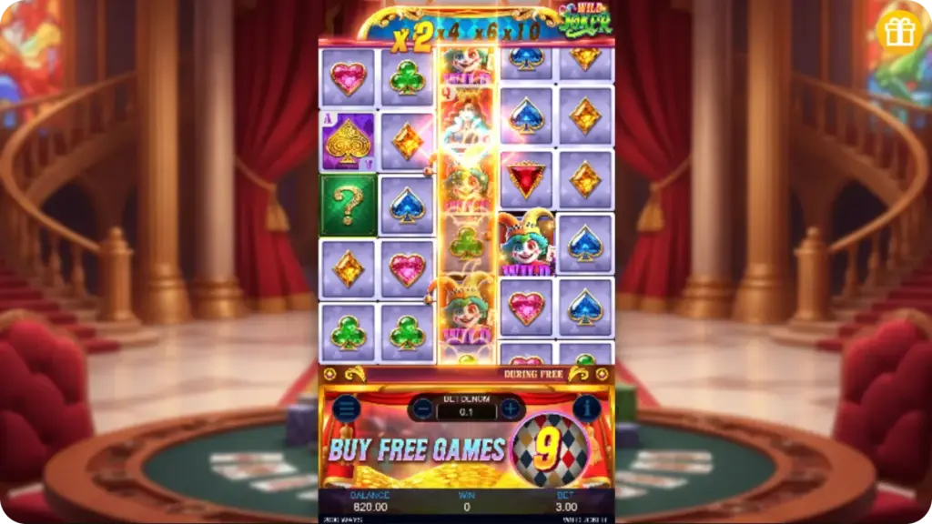 Wild Joker Slot free spins round with scatter trigger and multipliers