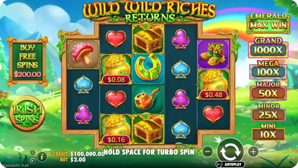 Wild Wild Riches Slot gameplay with money collect feature and free spins bonus